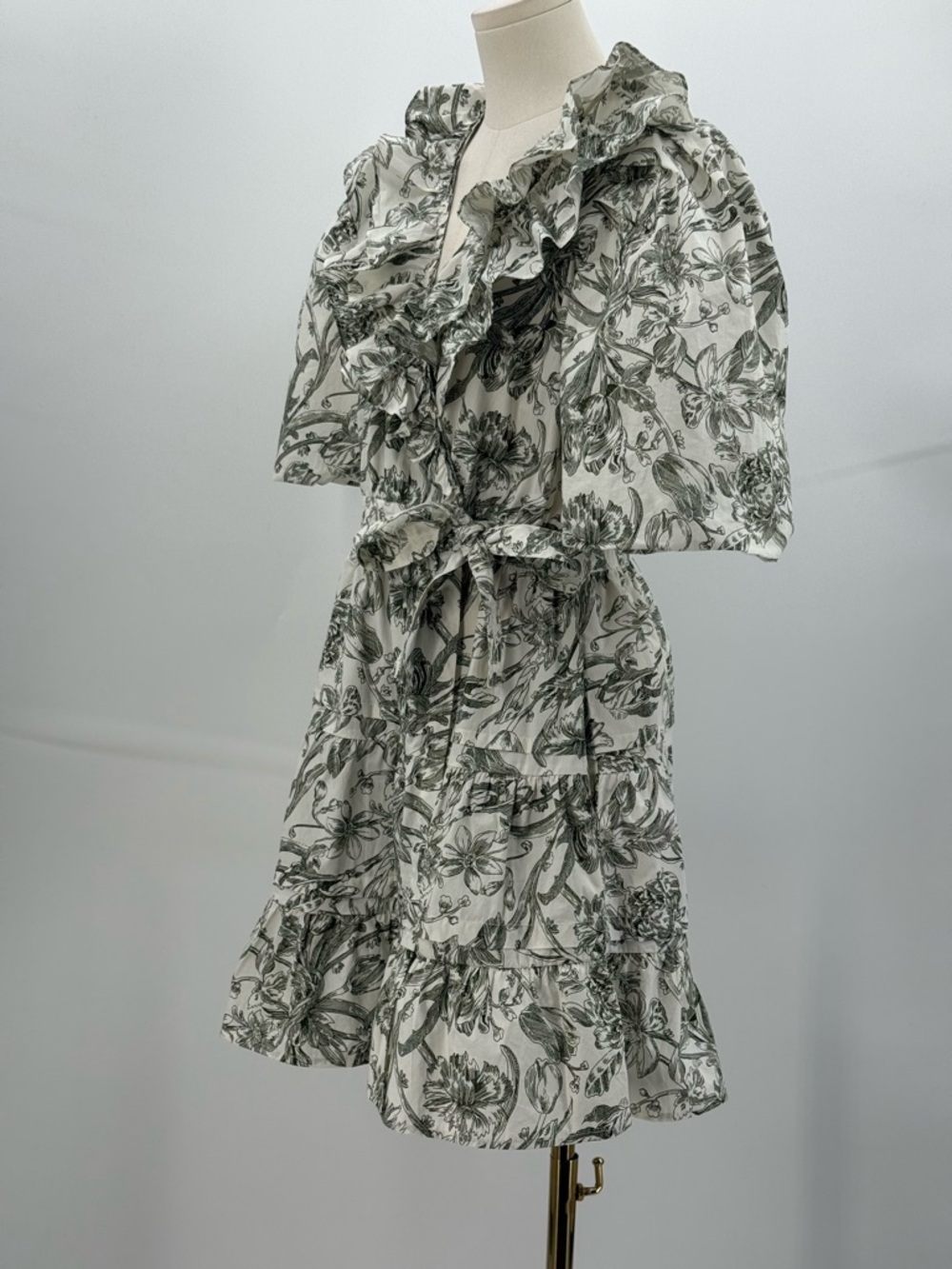 Caroline Constas Floral Wrap Mini Dress Puff Sleeve Romantic Summer Boho Chic - Picture 8 of 16